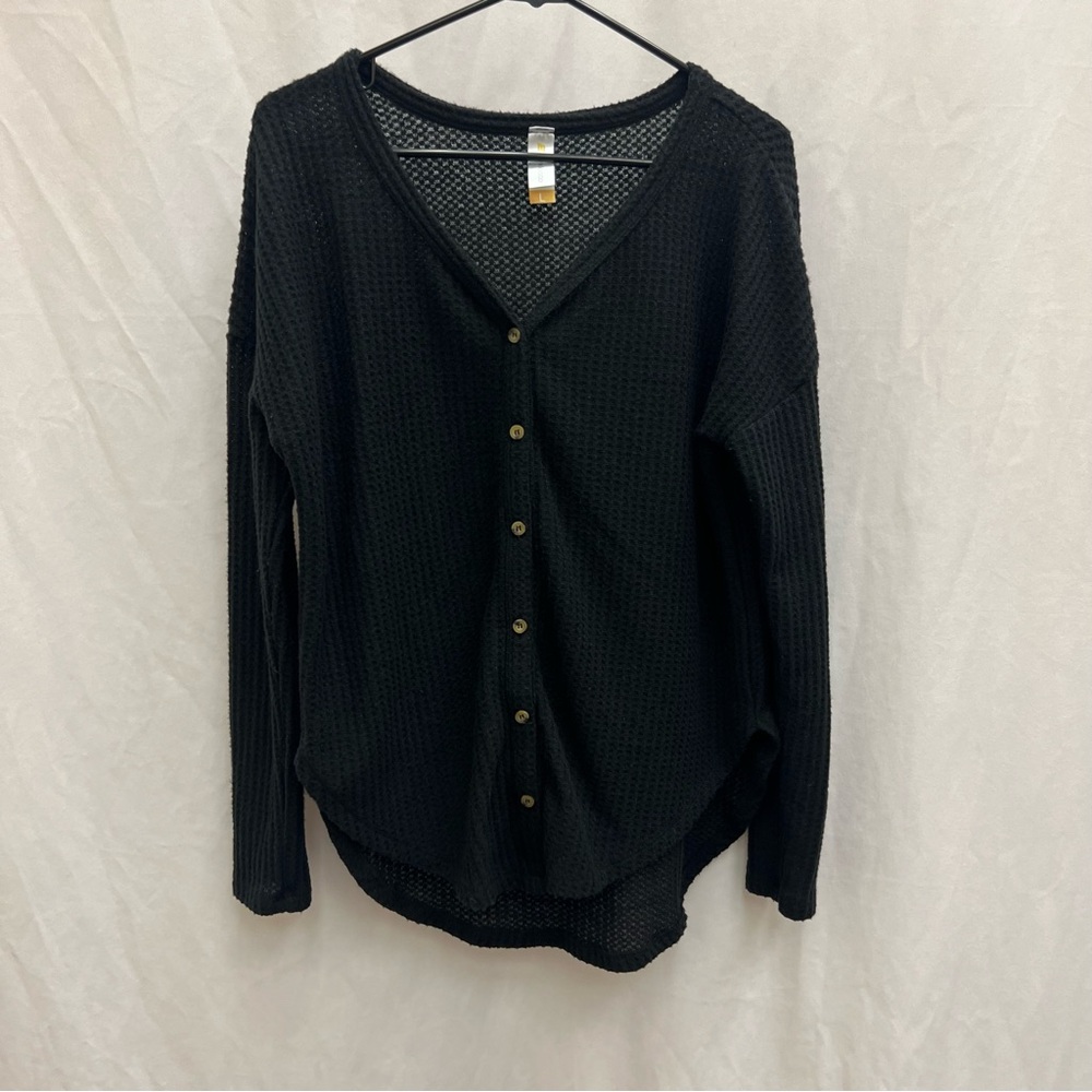 Black Button-Up Knit Cardigan Womens Size Large